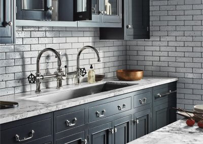 Black and White Kitchen with Double Sink
